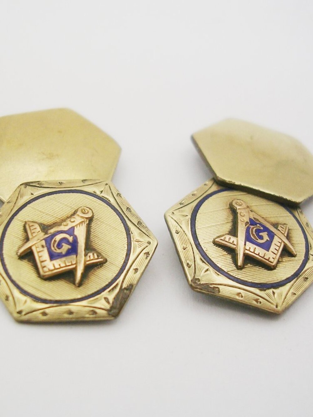Antique Freemason Cuff Links double sided gold filled masonic Accessory